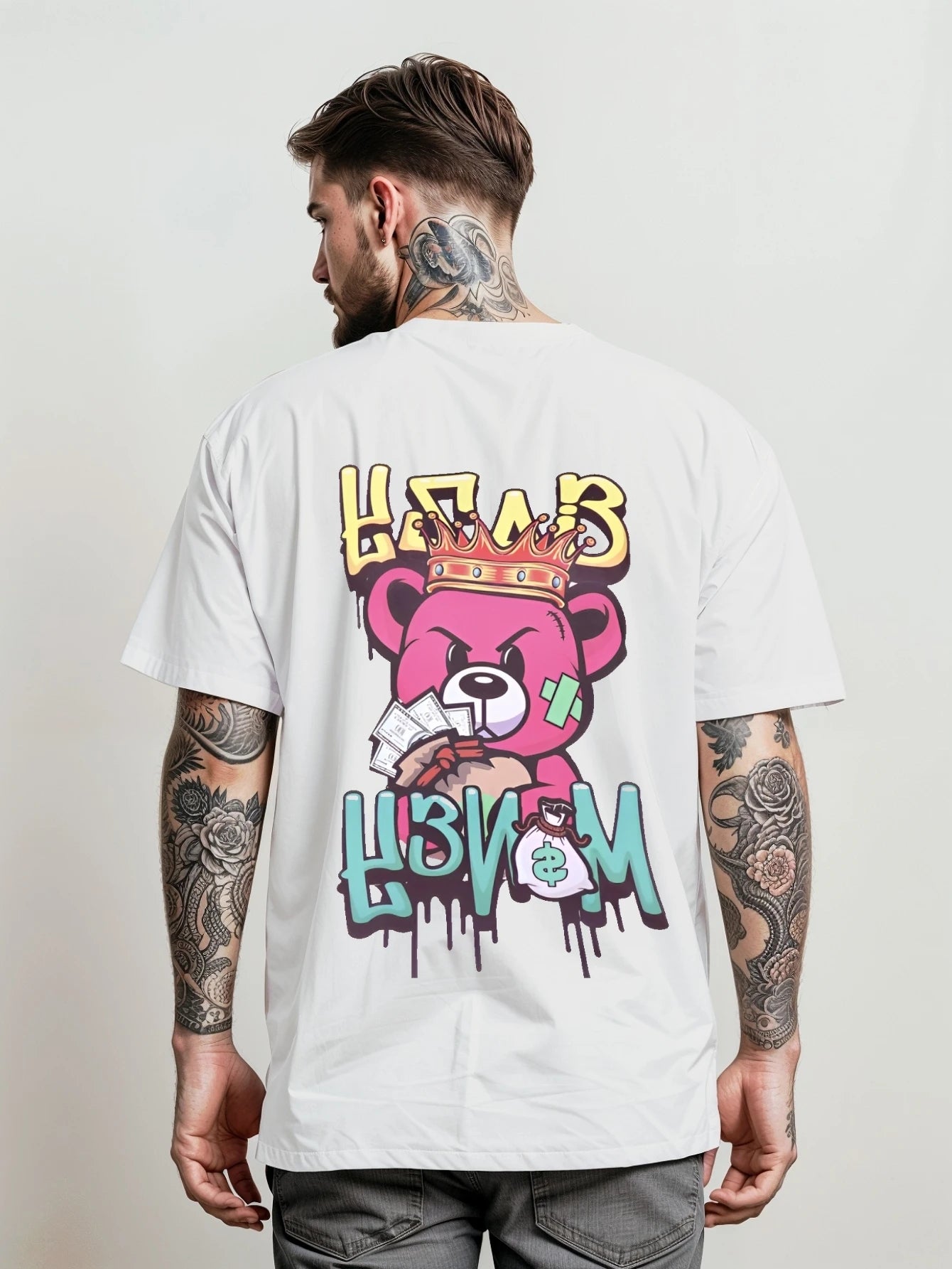 Men's Streetwear T-shirt Unisex Bear Money Shirt