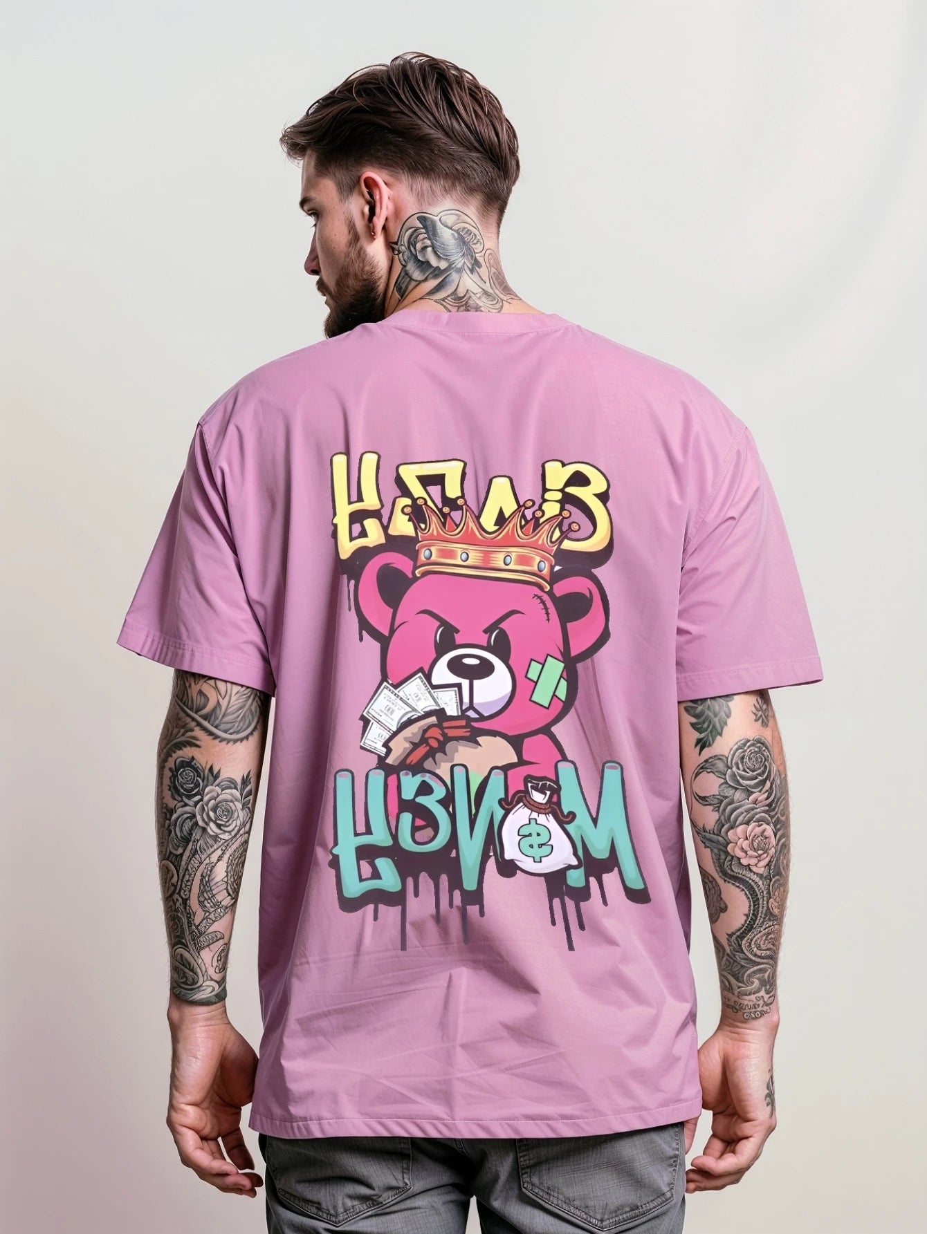 Men's Streetwear T-shirt Unisex Bear Money Shirt