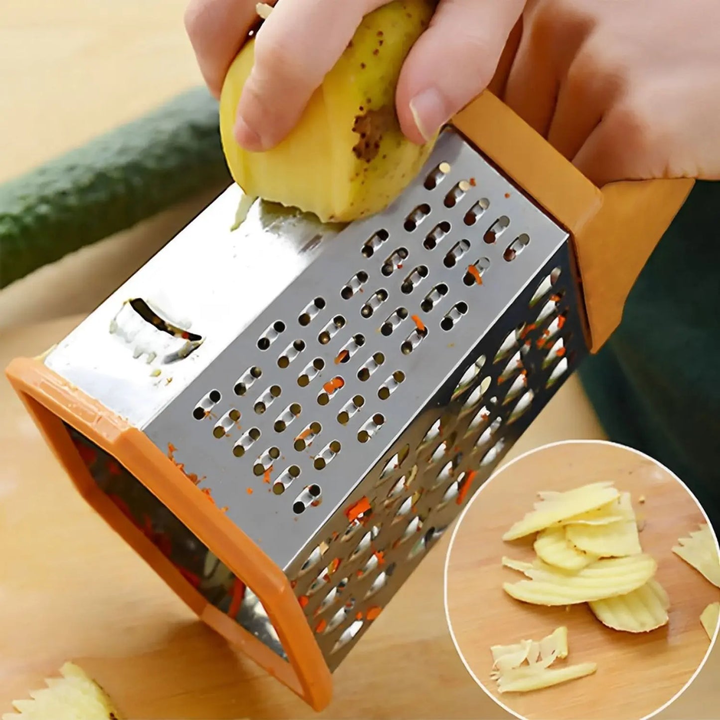 Ralador de Legumes Multifuncional Manual – Fatiador de Batata com 6 Lados para Cozinha Doméstica