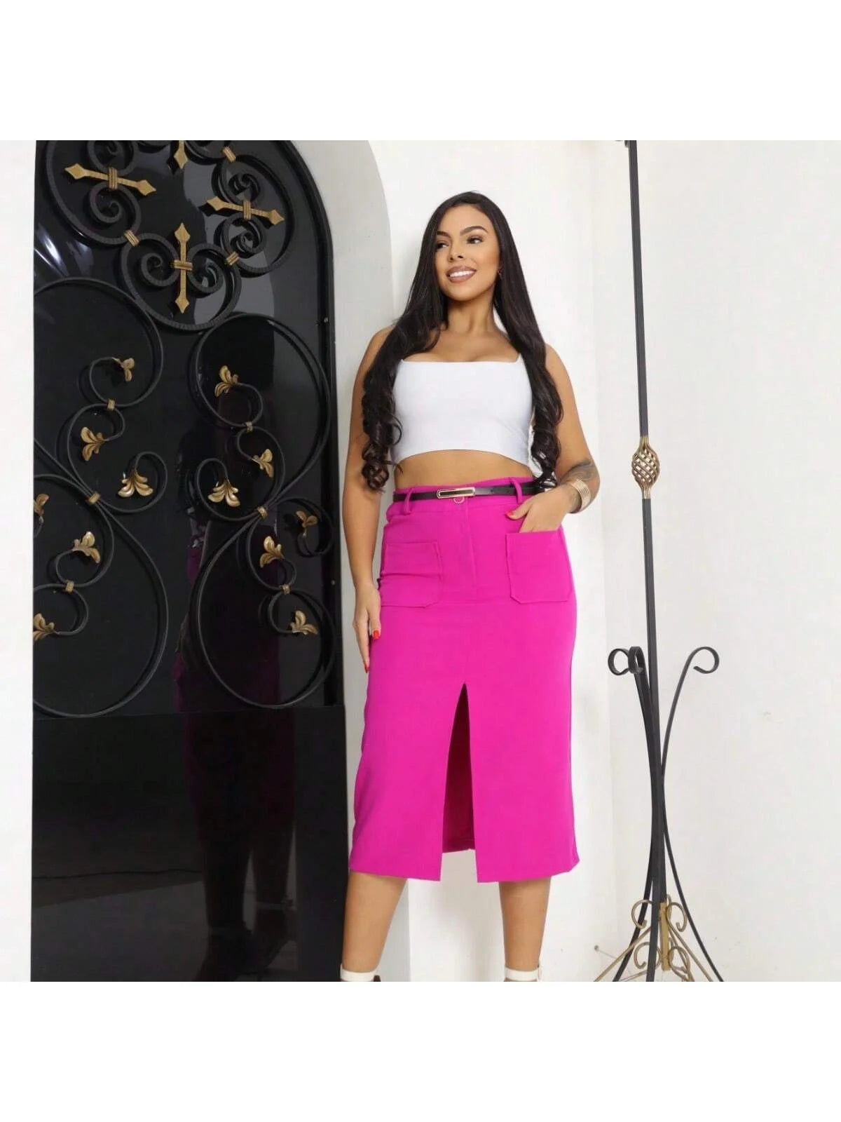 A-Lows A & L Saia Feminina Tailor Longa Com Anel Aberto (P ao GG) 17 Cores
