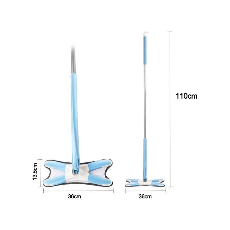 Mop Tipo Borboleta com Cabo Reto e Base Plana 360° – Mop com Rodo Integrado para Limpeza Doméstica
