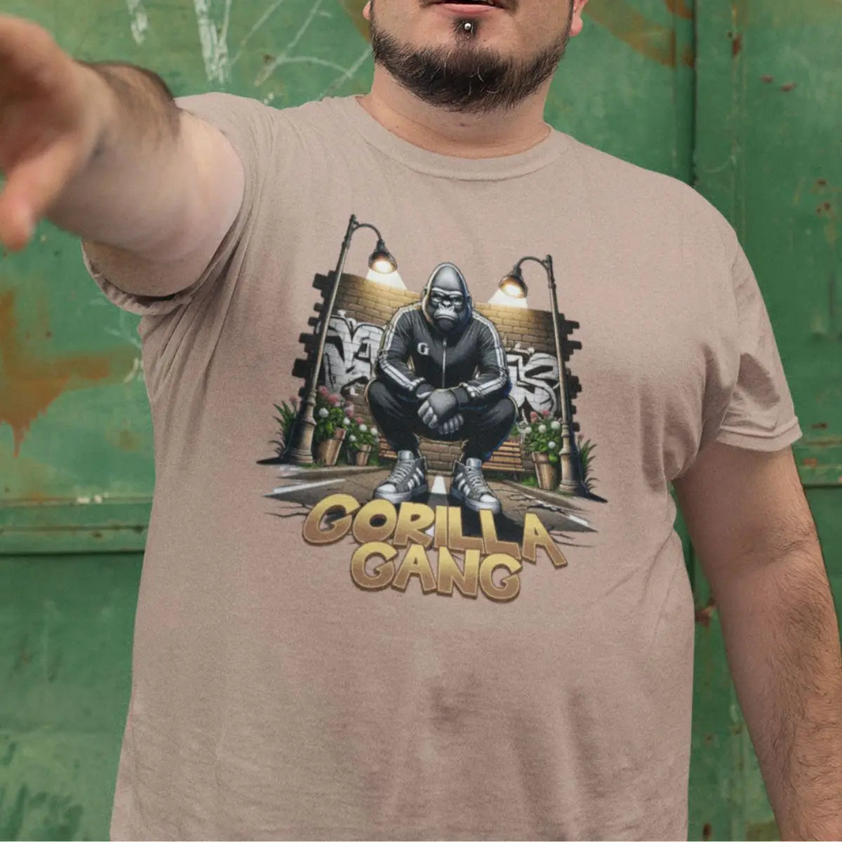 Camiseta Masculina GuGi Estampa Gorilla Gang Streetwear 100% Algodão Premium com Reforço nos Ombros