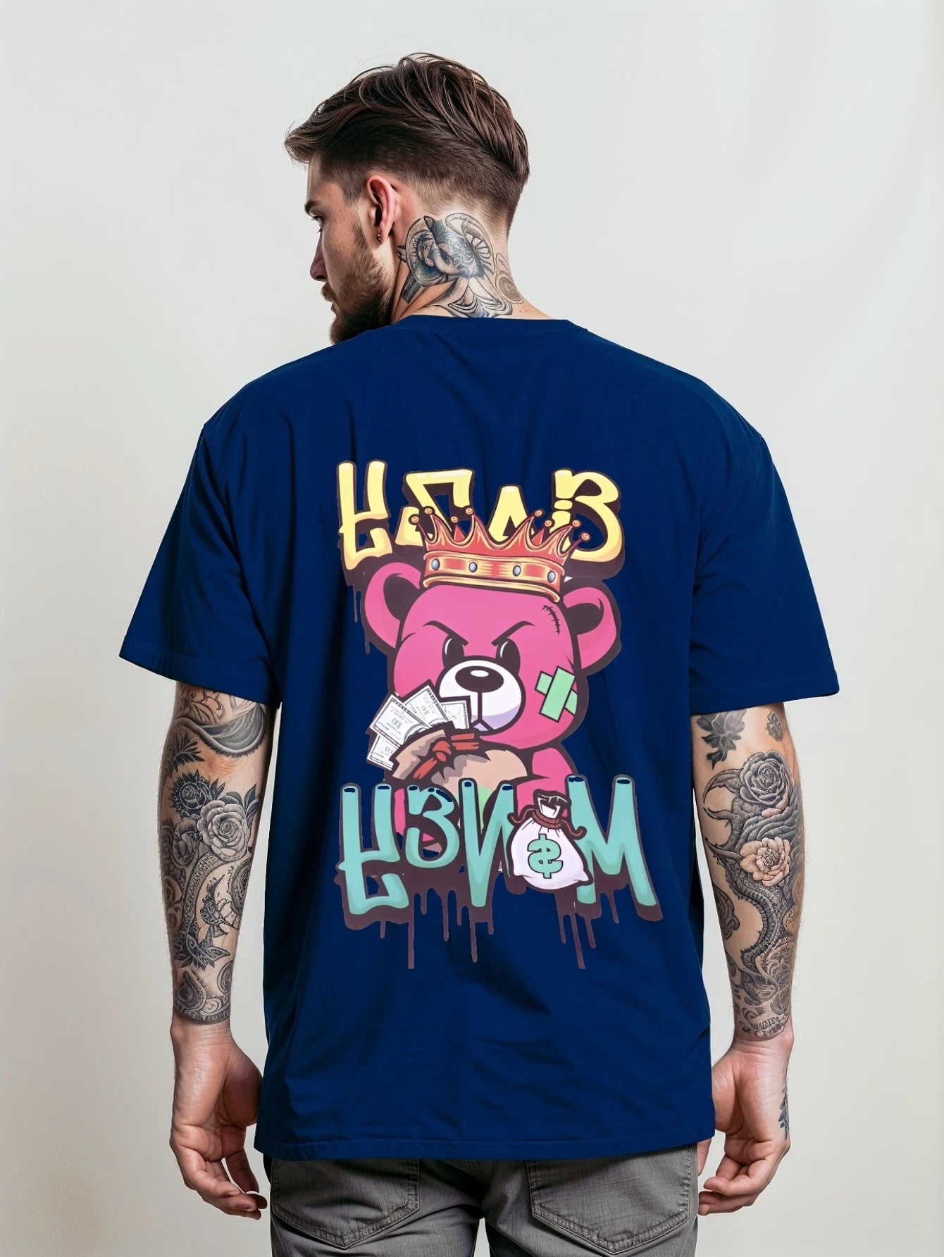 Men's Streetwear T-shirt Unisex Bear Money Shirt