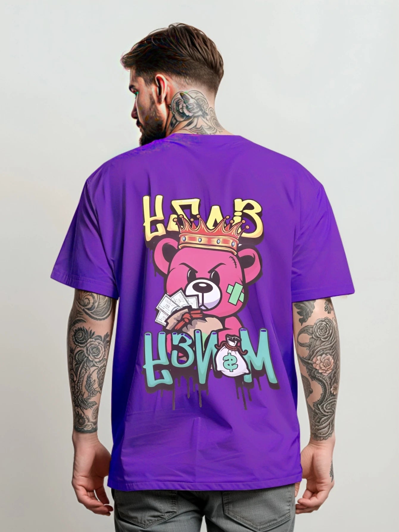 Men's Streetwear T-shirt Unisex Bear Money Shirt
