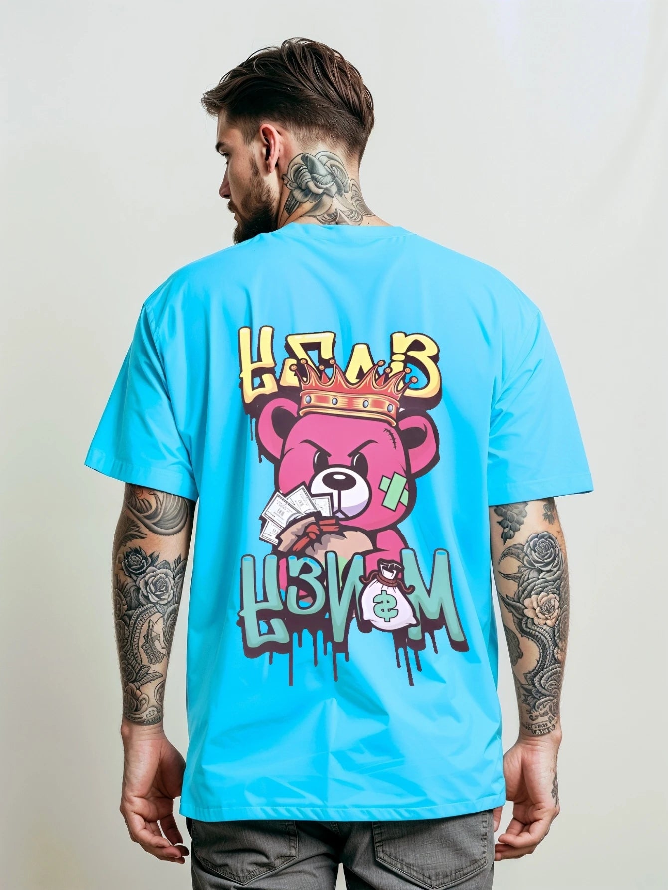 Men's Streetwear T-shirt Unisex Bear Money Shirt