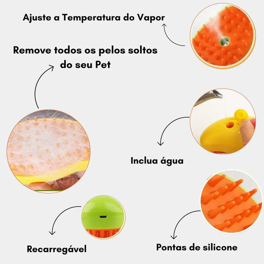Escova a vapor para cão e gato