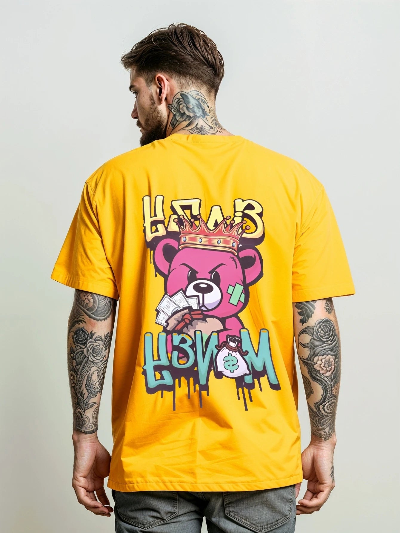 Men's Streetwear T-shirt Unisex Bear Money Shirt