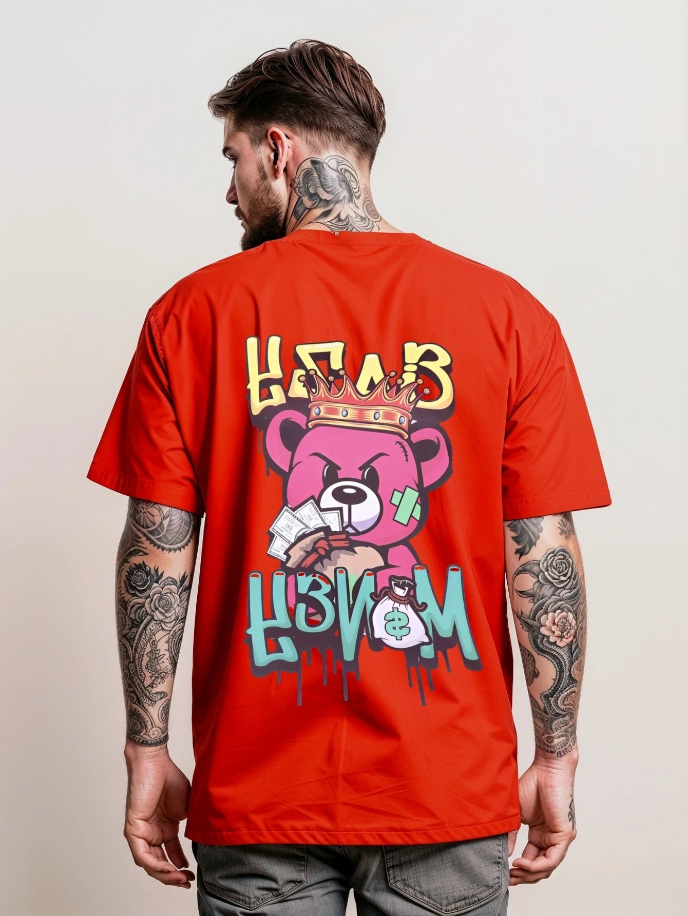Men's Streetwear T-shirt Unisex Bear Money Shirt