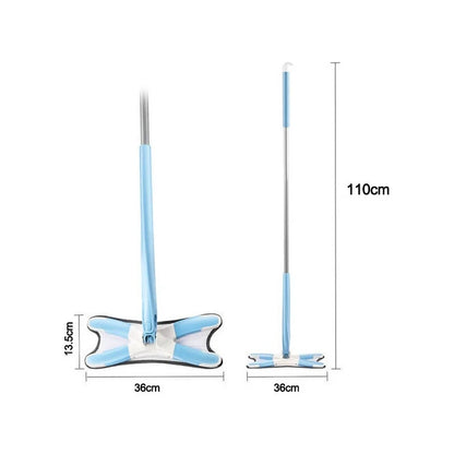 Mop Tipo Borboleta com Cabo Reto e Base Plana 360° – Mop com Rodo Integrado para Limpeza Doméstica