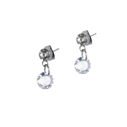 Brinco de Cristal com Ponto de Luz e Aço Inoxidável com Zircônia