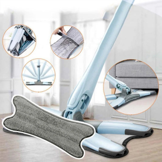 Mop Tipo Borboleta com Cabo Reto e Base Plana 360° – Mop com Rodo Integrado para Limpeza Doméstica