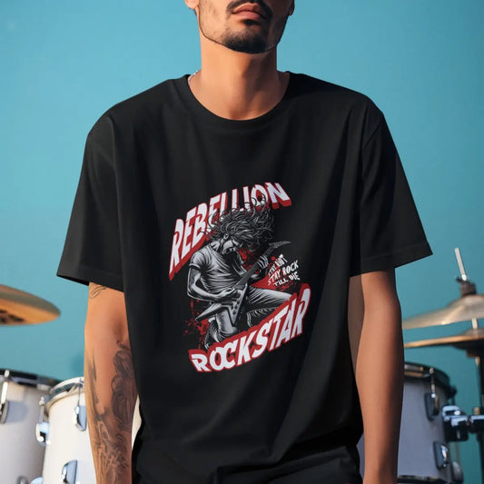 Men's Basic T-Shirt GuGi Punk Rockstar Metal Core Guitar Headbang 100% Premium Cotton