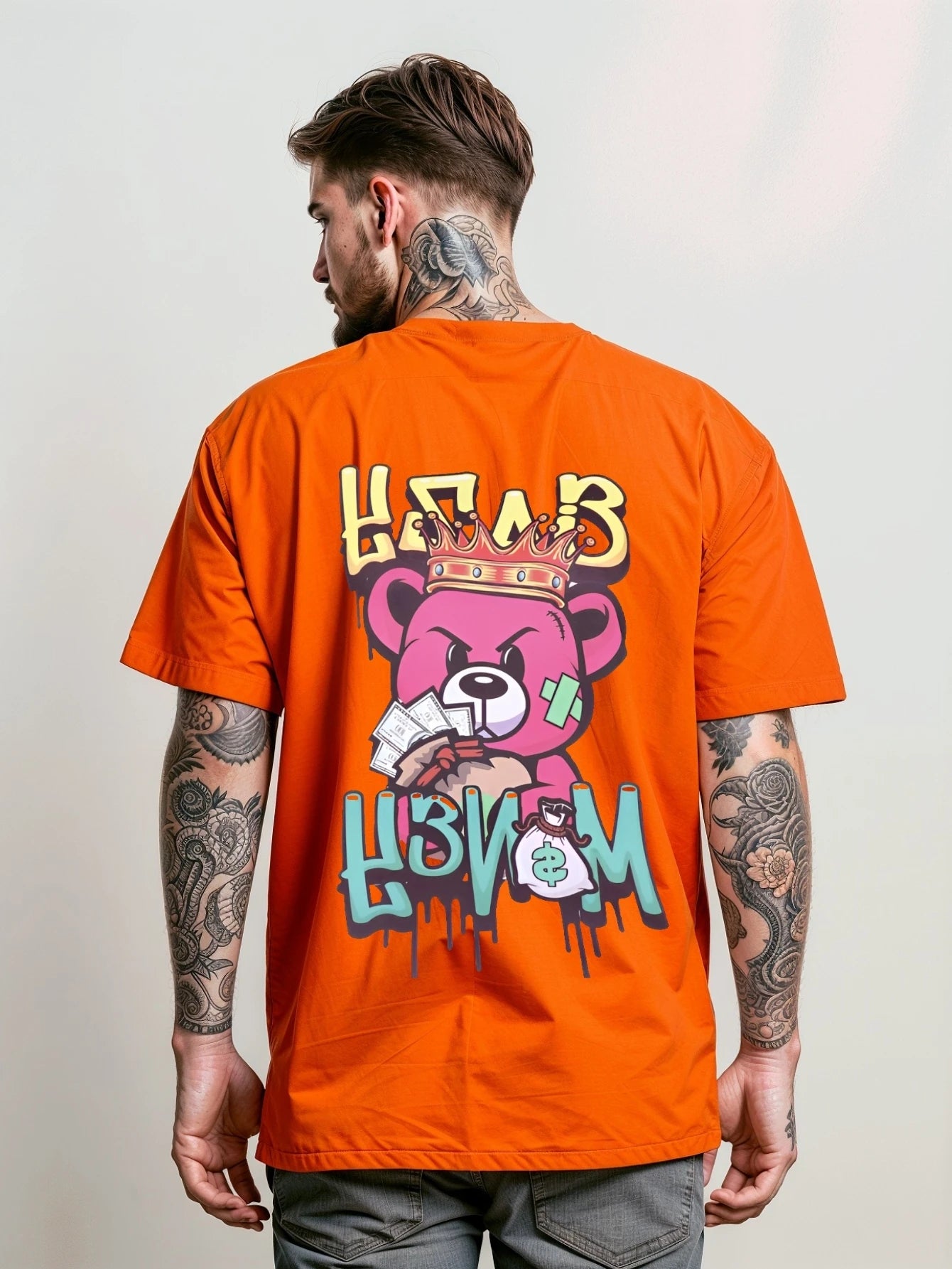 Men's Streetwear T-shirt Unisex Bear Money Shirt