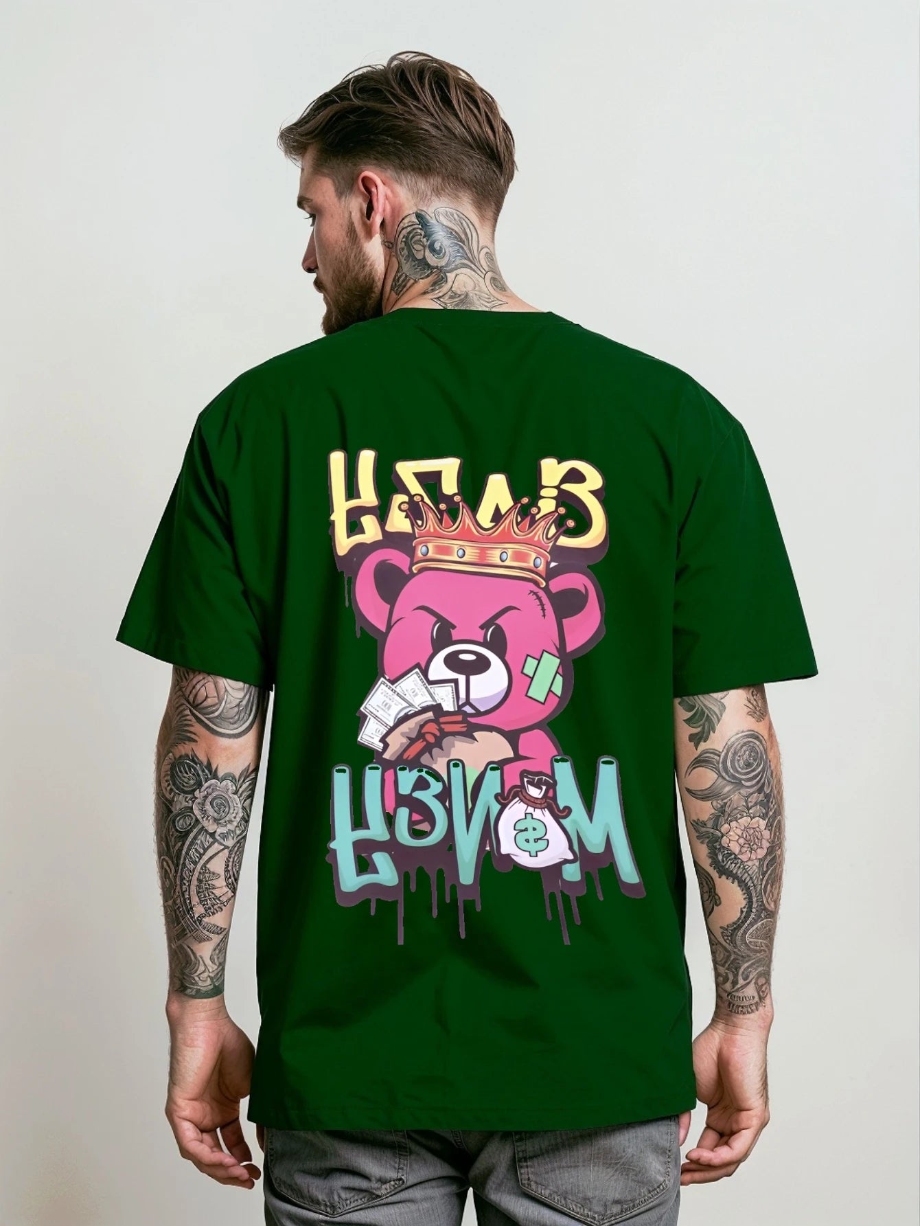 Men's Streetwear T-shirt Unisex Bear Money Shirt