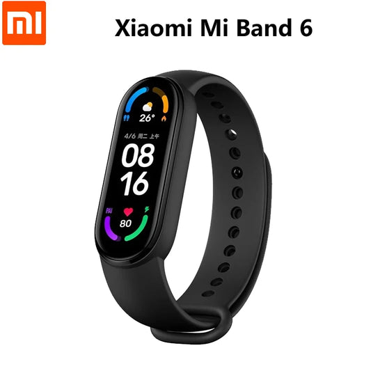 Xiaomi Mi Band 6 Pulseira Inteligente – Tela AMOLED, Oxigenação do Sangue, Monitor de Frequência Cardíaca