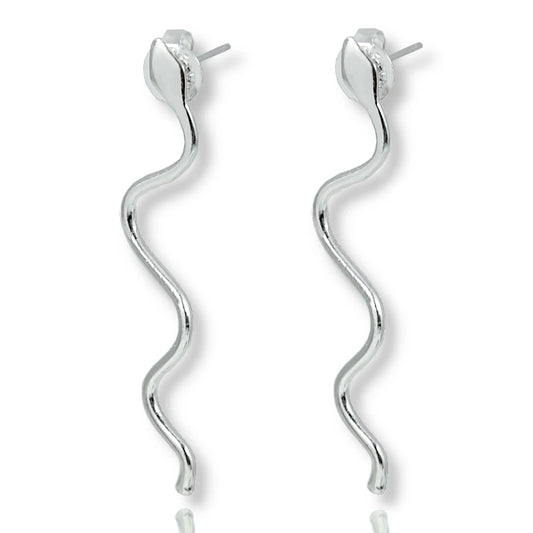 Brinco Feminino Minimalista de Cobra em Prata Legitima
