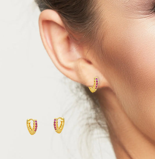 Brinco Argola Mini Colorido Banhado a Ouro 18K