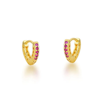 Brinco Argola Mini Colorido Banhado a Ouro 18K