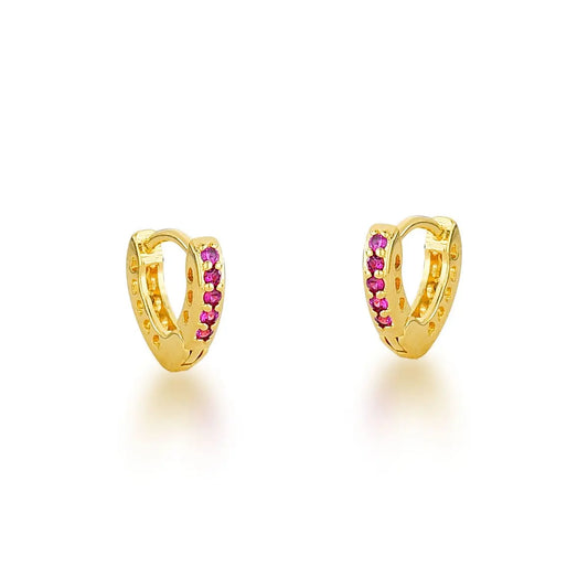 Brinco Argola Mini Colorido Banhado a Ouro 18K