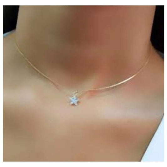Conjunto Ouro 18K Ponto de Luz com Pingente, Brinco e Colar com Zircônia