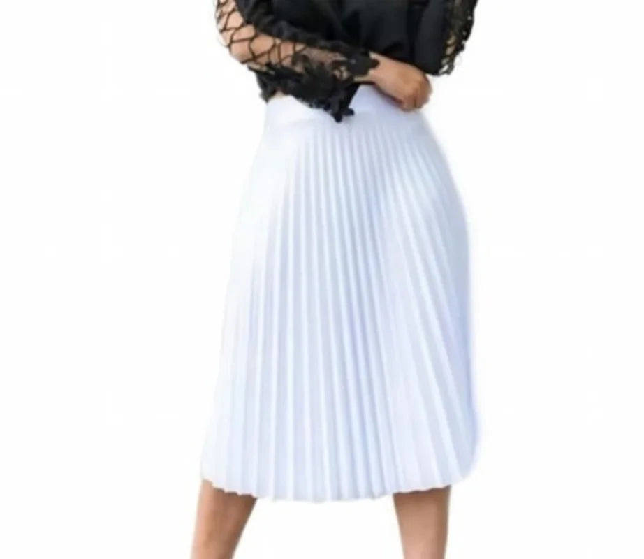 Saia Midi Plissada de Crepe Feminina Trend SAI-002